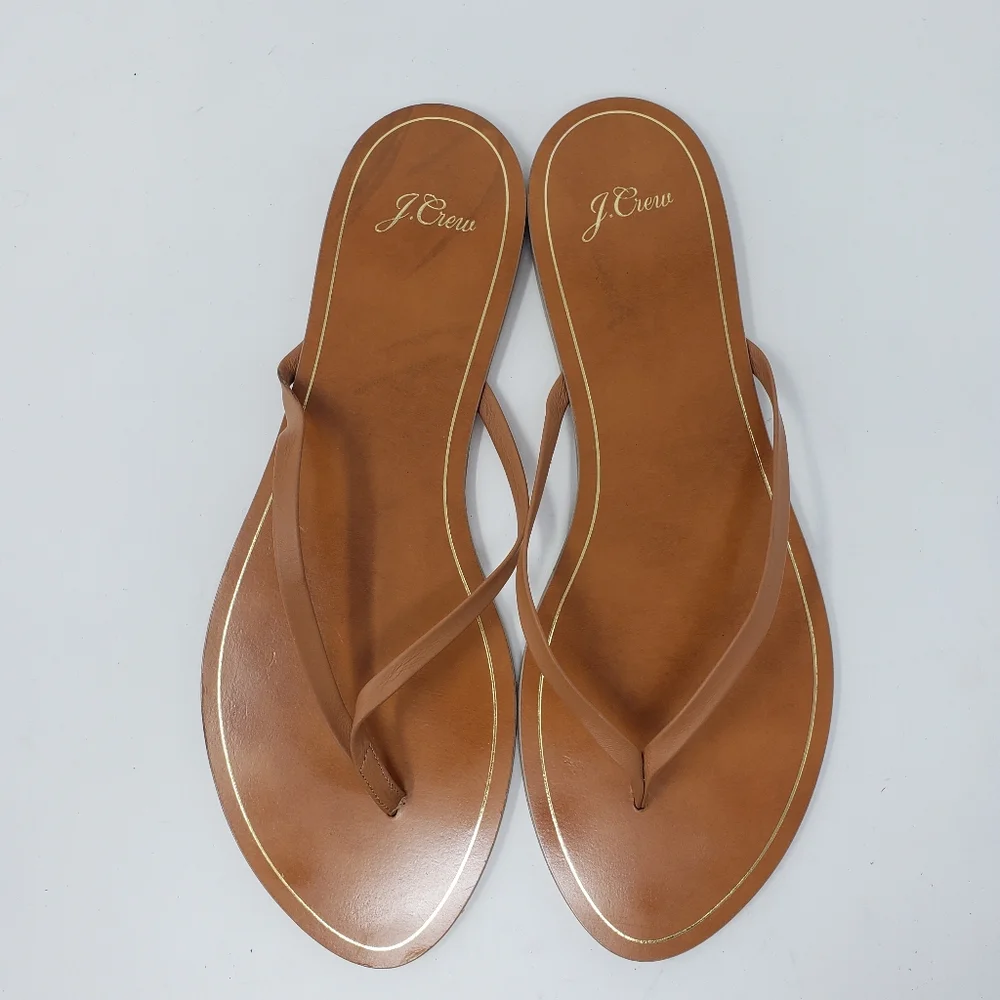 J Crew Italian Leather Thong Sandals Size 11 - Picture 2 of 5